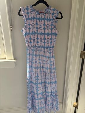 Oliphant Sleeveless Smocked Maxi Tigerlily Sky Small
